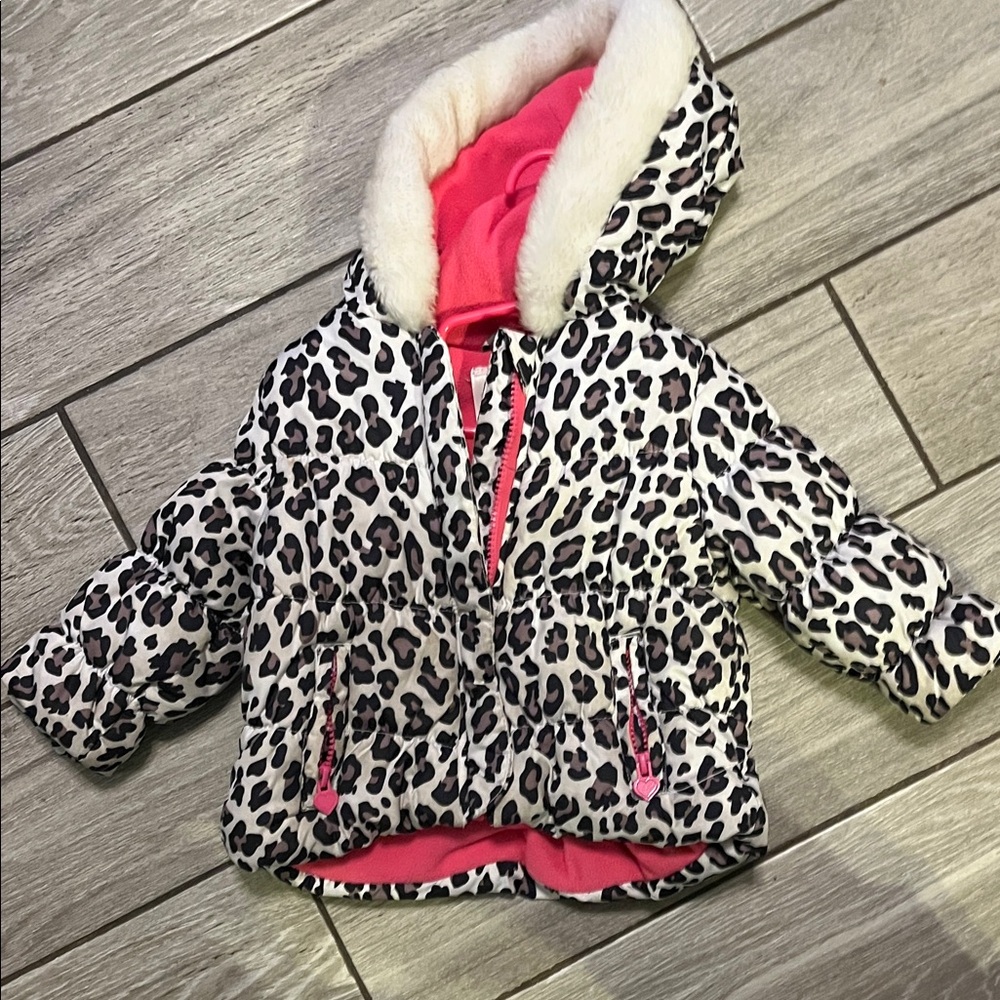 Carter's Leopard Print Puffer Jacket with Pink Interior